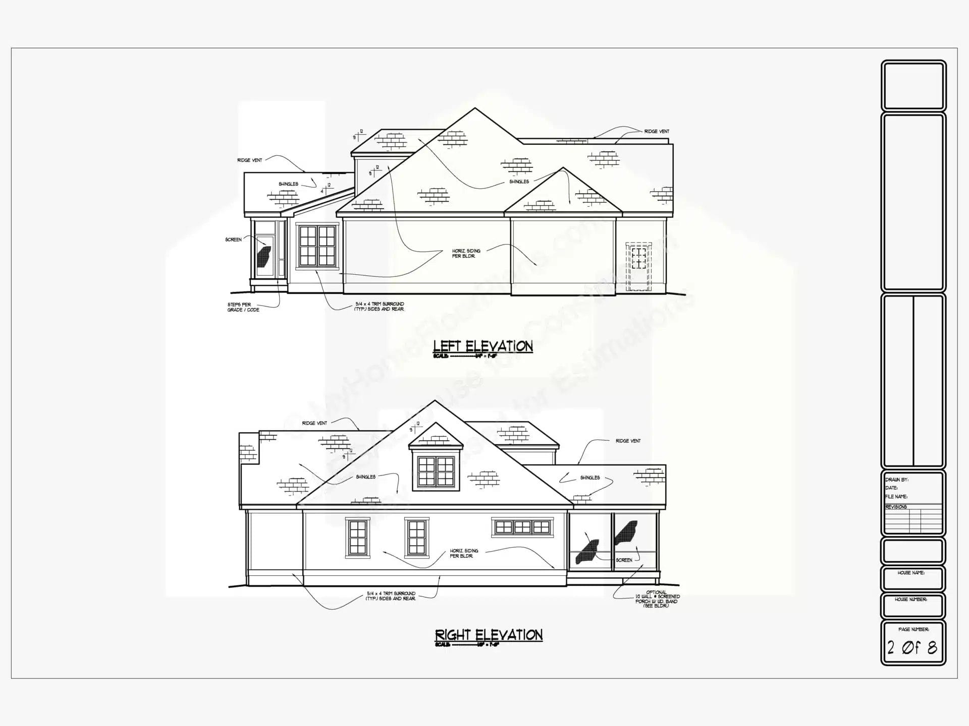 Right and Left Home Plan Elevation 