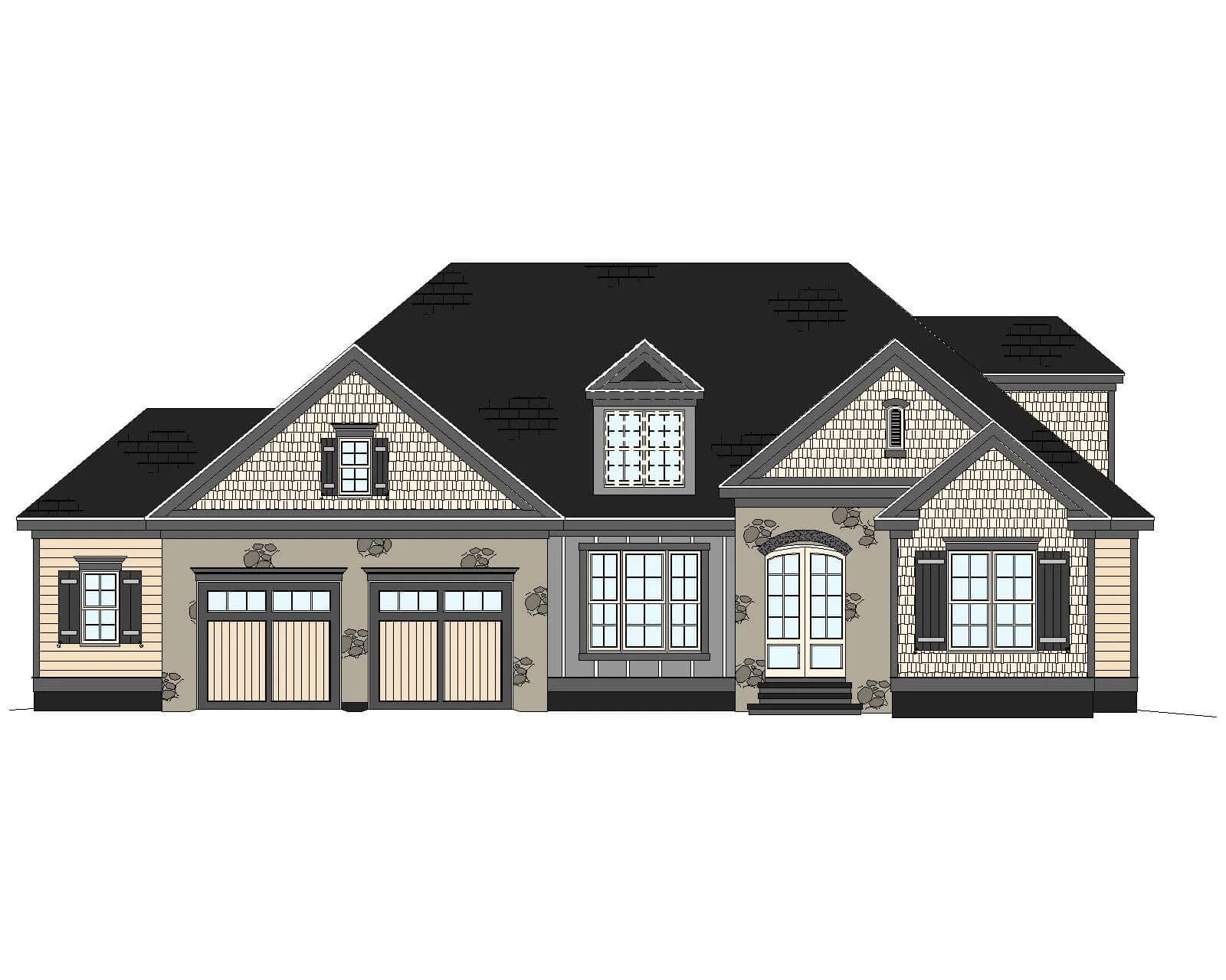 Front Elevation Colored Home Plan