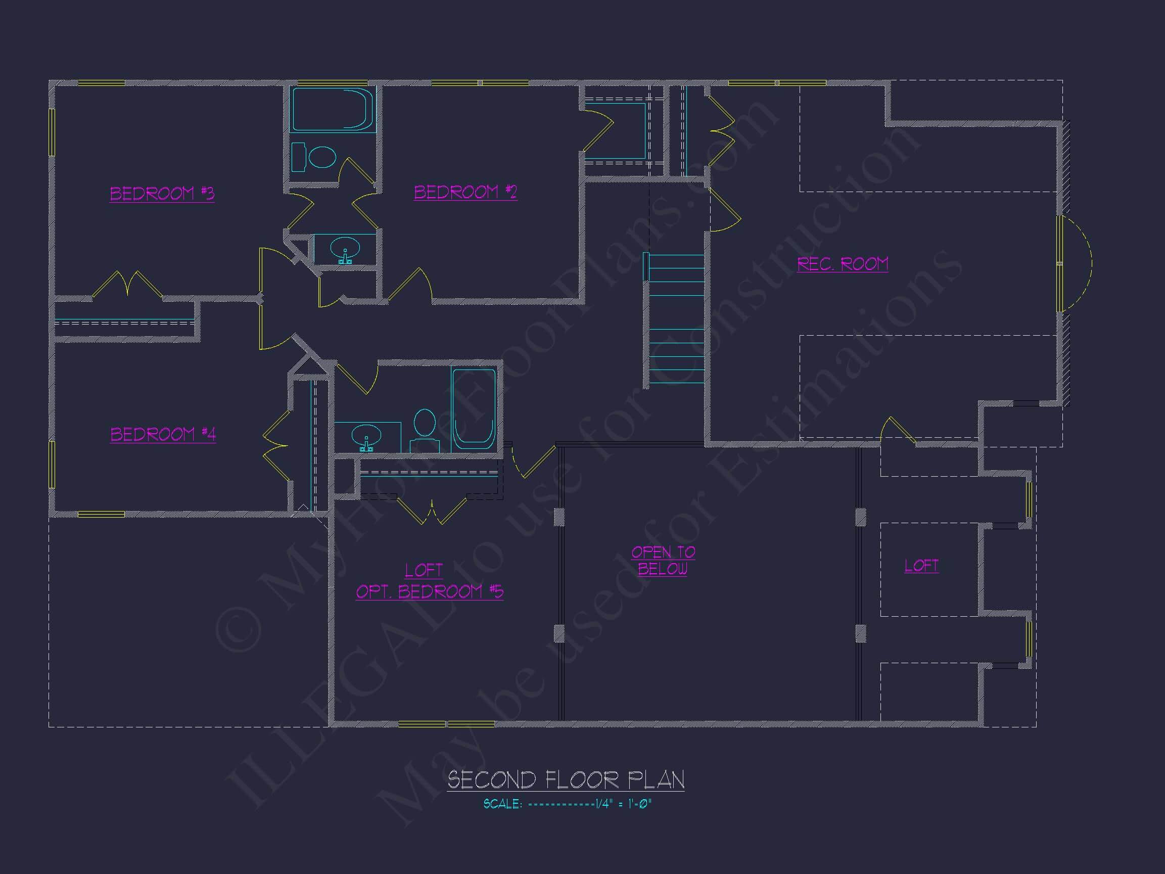 Modern Craftsman Home Plan: 5-Bedroom, 3.5-Bath Floor Plan